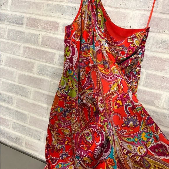 Ralph Lauren One Shoulder Dress - Red and Multicolor - Picture 3 of 8